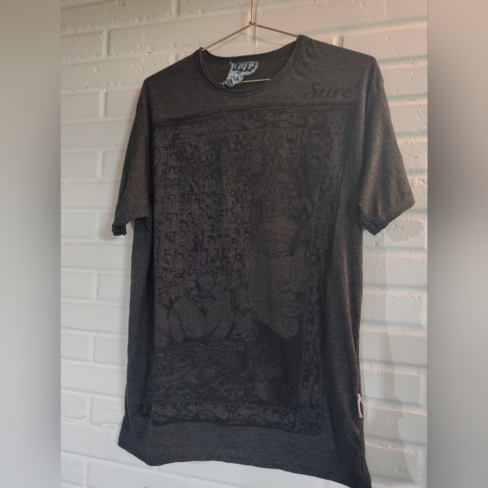 Gray Short Sleeve Tee with Textural Design